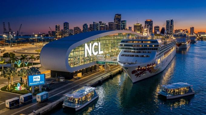 Norwegian Cruise Line Gem at Cruise Port Miami Norwegian Cruise Line Gem at Cruise Port Miami